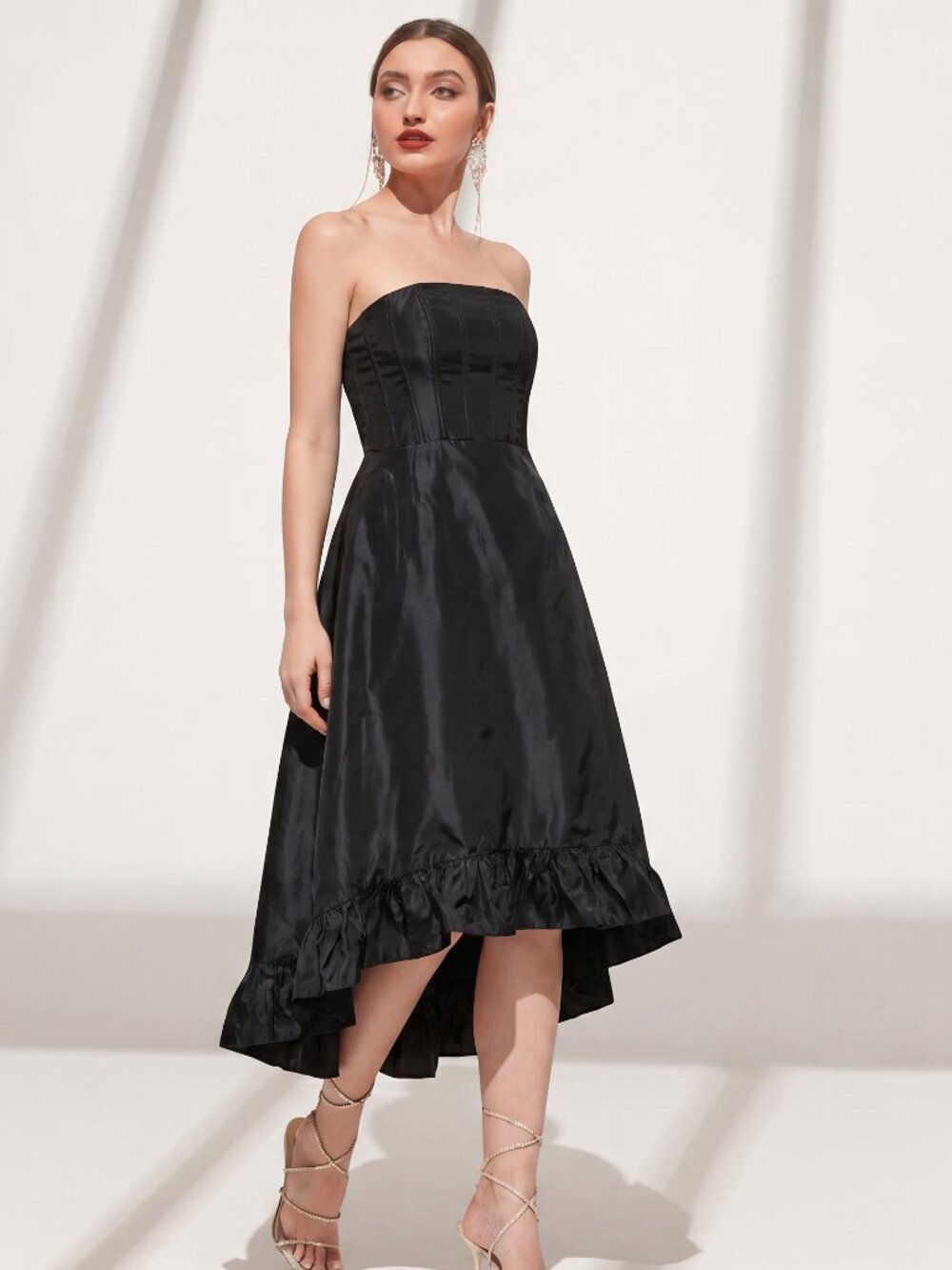 Betsey Johnson Black Strapless High-Low Dress